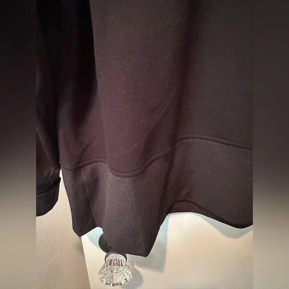 Scoop Black Scuba Sweatshirt V-Neck Ribbed Oversized Pullover Size L (12-14) - Picture 5 of 7